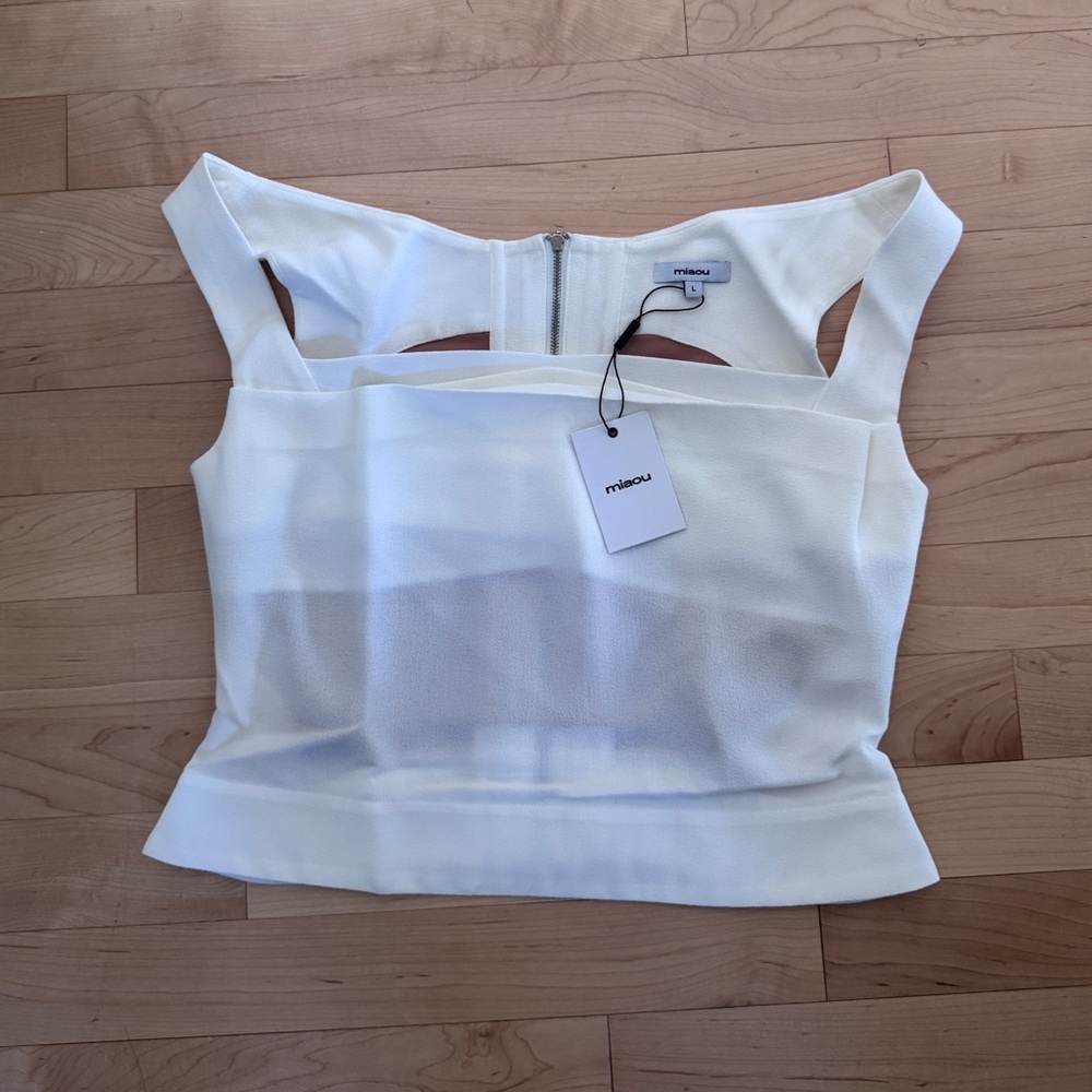 Miaou White Structured Square-Neck Top